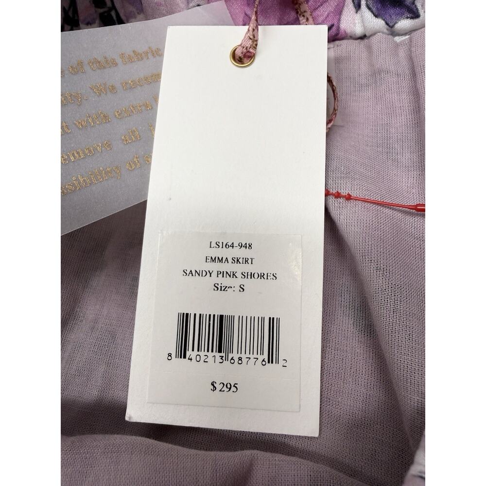 NWT LoveShackFancy Emma Ruffle Mini Skirt Sandy Shores Purple Roses Small - Picture 8 of 9